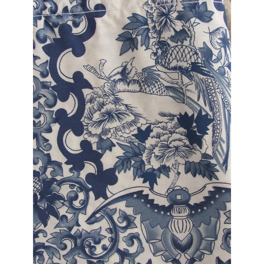 Vintage Ralph Lauren Tamarind Valance Porcelain Blue White Bird USA 17.5